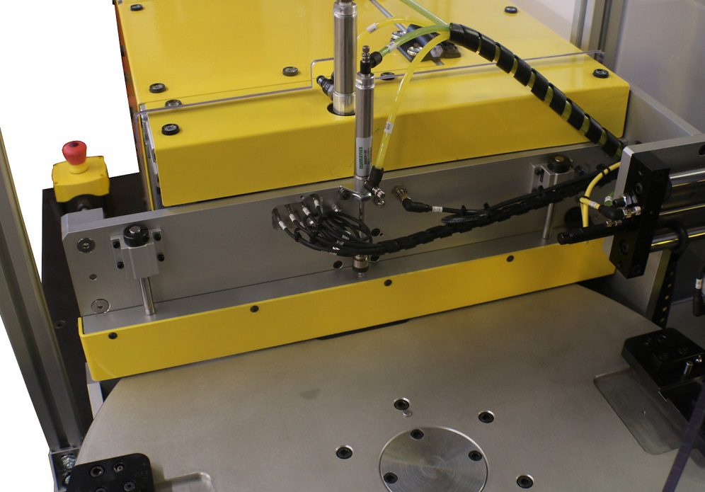 Automated Abrasive Cutting Machine Guarding Closeup