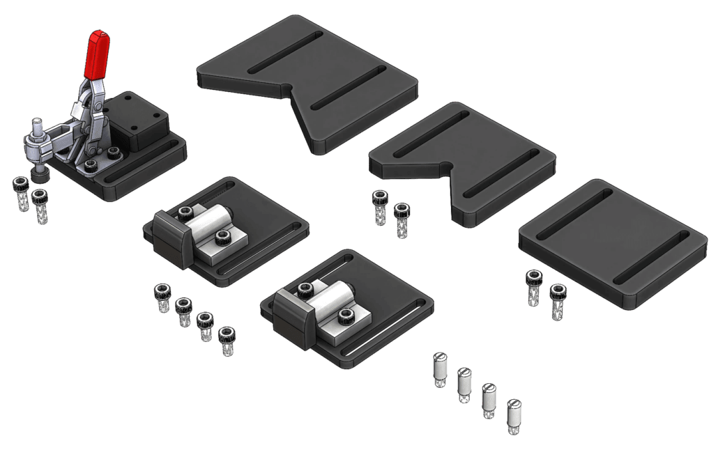 Modular Part Holding Kit for Laser Enclosure Fixture Plate