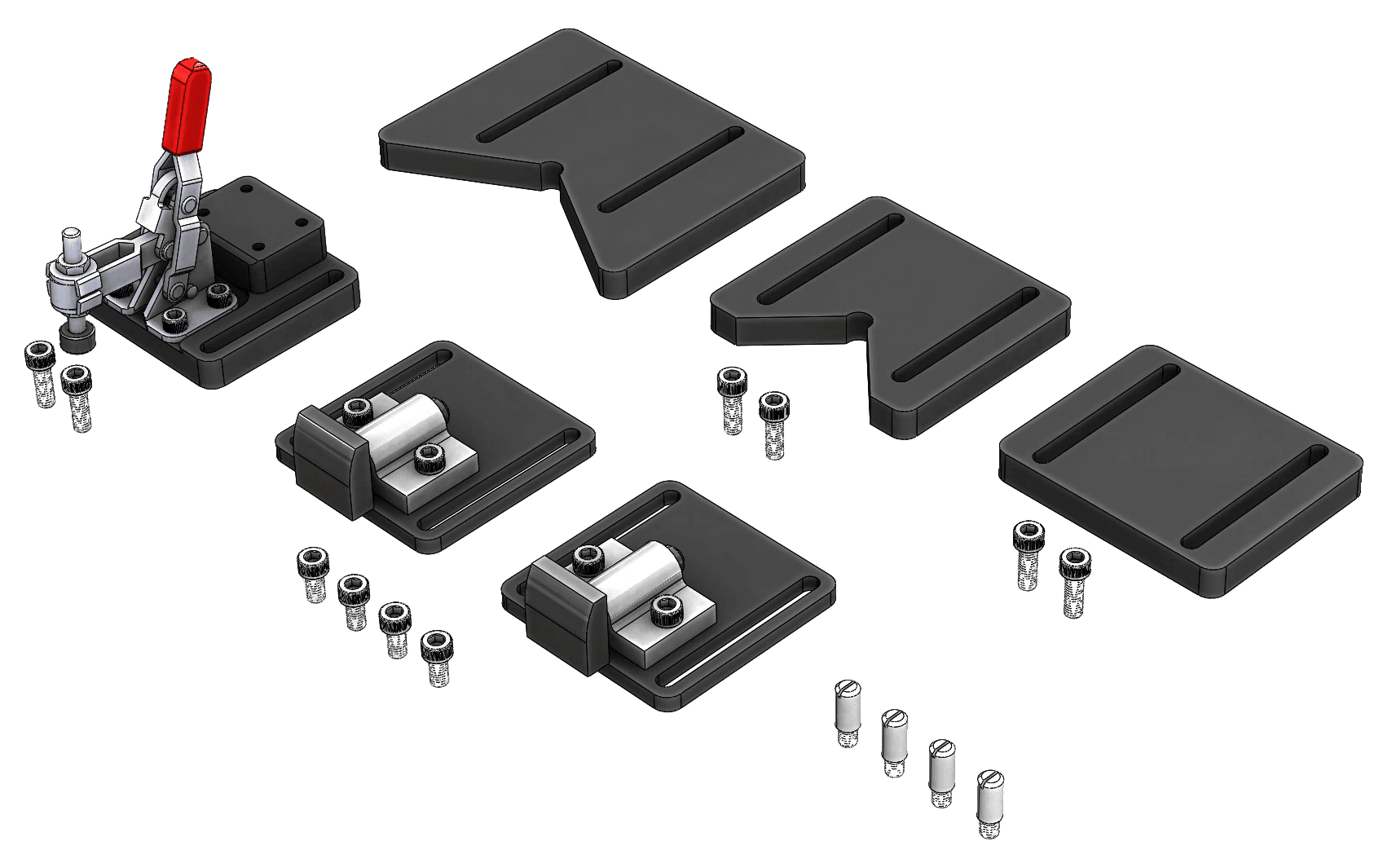 Modular Part Holding Kit for Laser Enclosure Fixture Plate