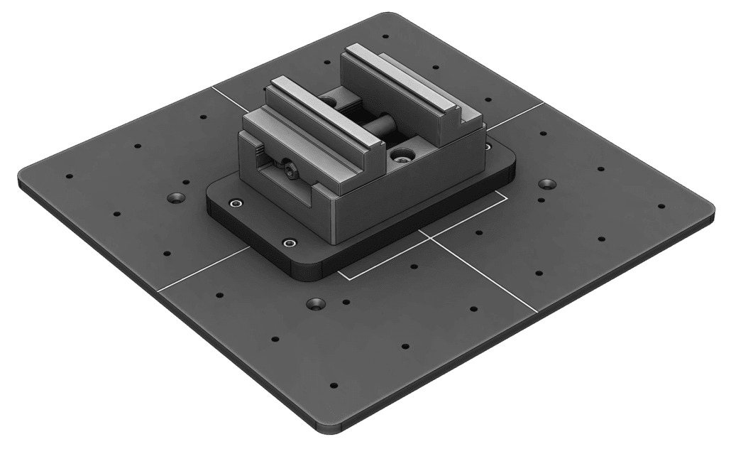 Self-Centering Vise Kit for Laser Enclosure Fixture Plate